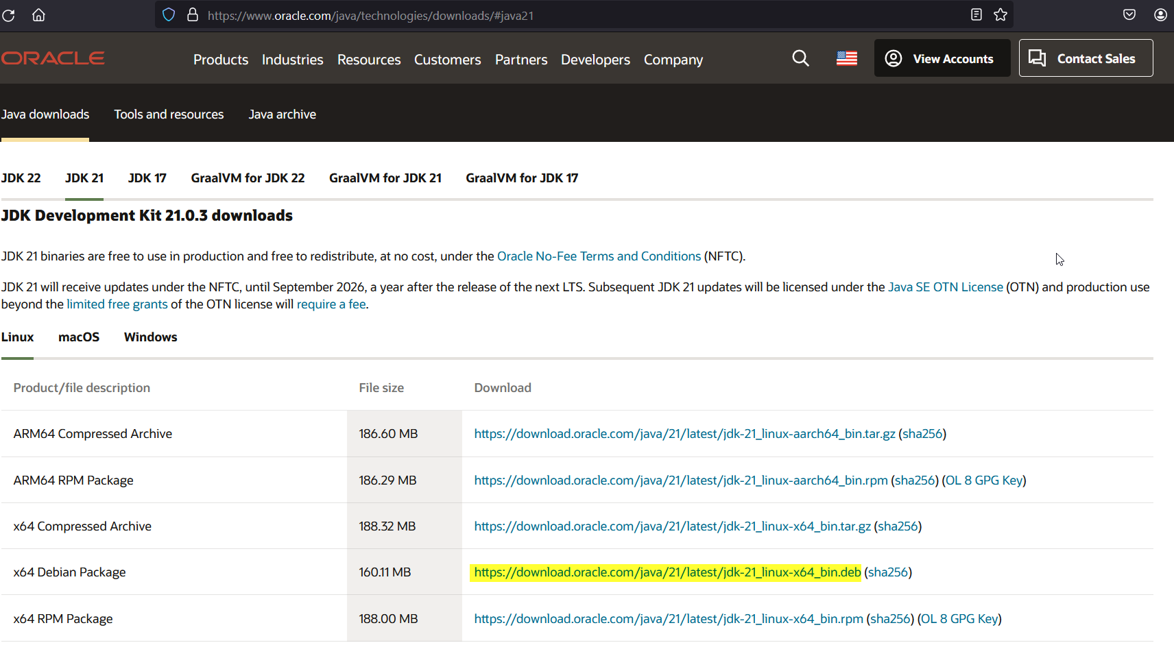 Download-Oracle-Java21-Ubuntu 24-04